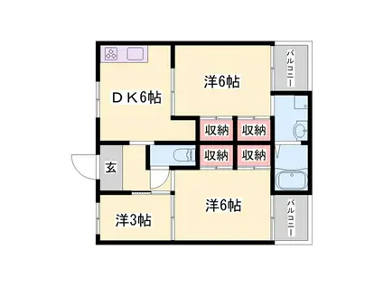 ビレッジハウス野村(3DK/1階)の間取り写真