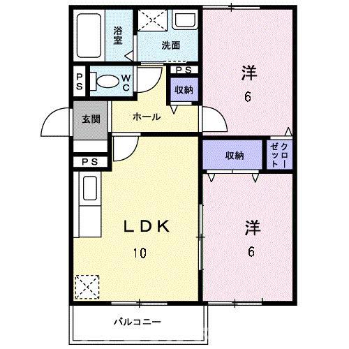 LIZE緑ヶ丘(2LDK/3階)の間取り写真