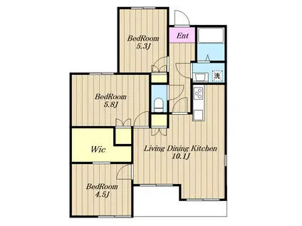 サーパス海老名第三(3LDK/9階)の間取り写真