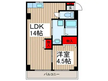 サンライズ市川(1LDK/3階)の間取り写真