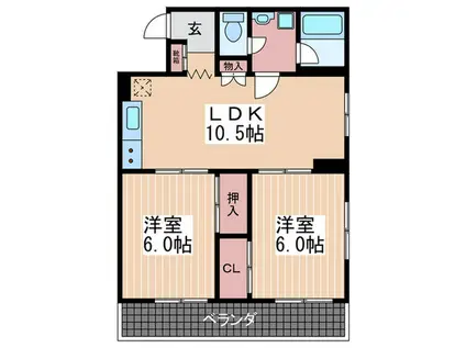 エスポワール(2LDK/4階)の間取り写真