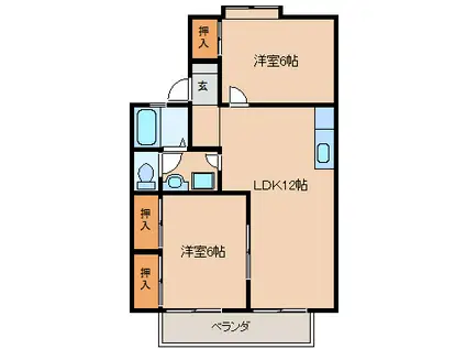 セジュール89(2LDK/2階)の間取り写真