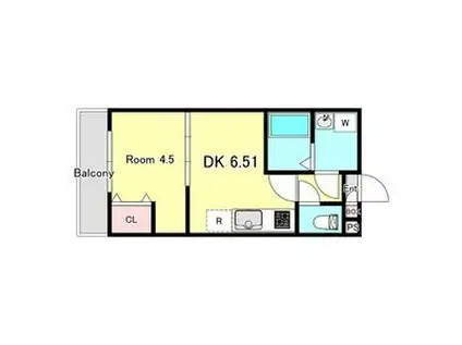 ラグランジュ新川崎(1DK/2階)の間取り写真