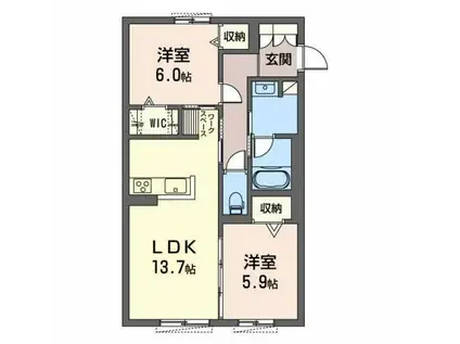 シャーメゾンステージ岐南(2LDK/3階)の間取り写真