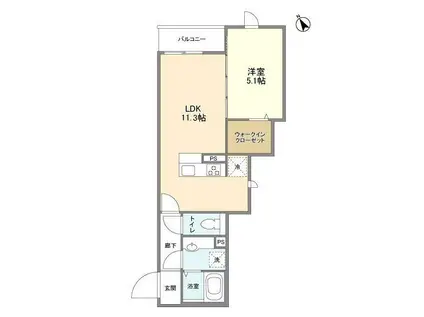 ル シャンヴェール(1LDK/1階)の間取り写真