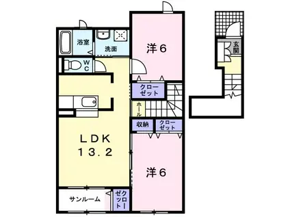 ベルオーブ(2LDK/2階)の間取り写真