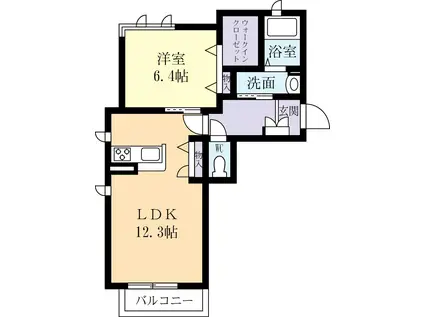 グリーン メイ(1LDK/1階)の間取り写真