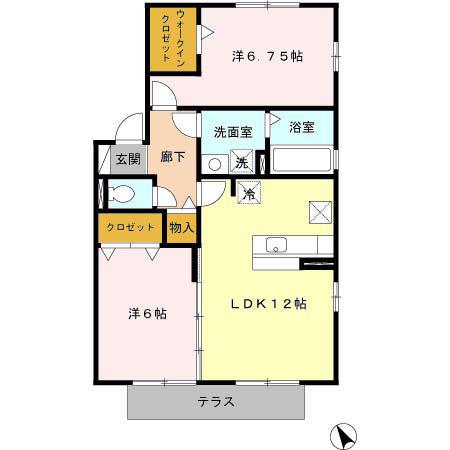 リビングタウン阿倉川E(2LDK/1階)の間取り写真