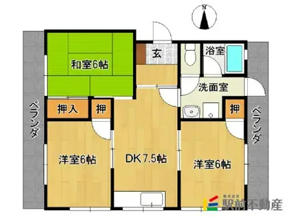 井上ハイムB(3DK/2階)の間取り写真