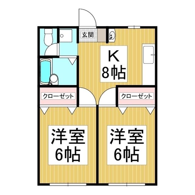 アネックスななくぼA・B棟(2DK/2階)の間取り写真