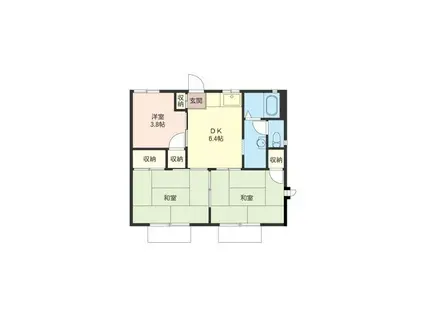 シーダーヒルズB棟(3DK/1階)の間取り写真