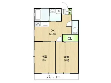 メゾンドゥ目白(2DK/1階)の間取り写真