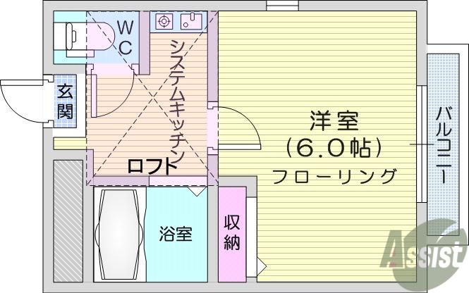 パークハウス中野栄(1K/1階)の間取り写真