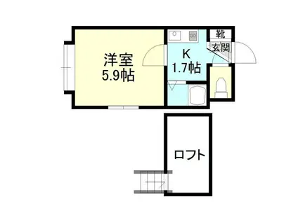 ラガール栄町(1K/1階)の間取り写真