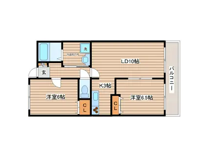 アルバ市名坂(2LDK/5階)の間取り写真