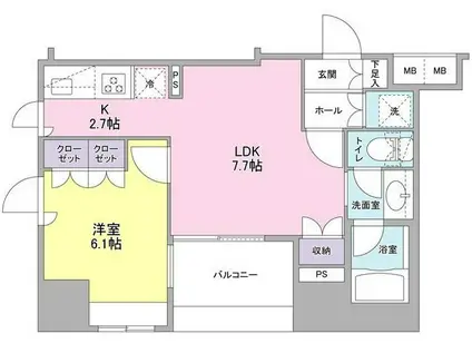 コンフォリア池袋DEUX コンフォリア池袋DEUX(1LDK/6階)の間取り写真