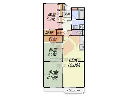 サニーハイツ堺 8号棟(3LDK/5階)の間取り写真