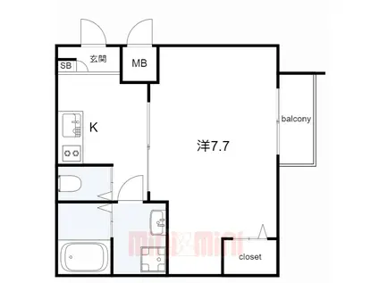 明石エヌエムスワサントユイット(1K/3階)の間取り写真