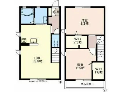 メゾンブランシュ(2LDK/1階)の間取り写真