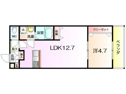 TKアンバーコート浜寺III(1LDK/1階)の間取り写真