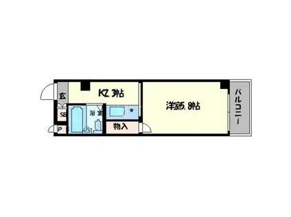 プランドール天満(1K/2階)の間取り写真