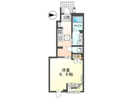 シェルル・スターテラス和合(1K/1階)の間取り写真