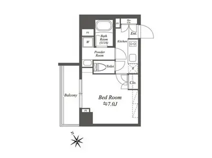 ブライズ白金台(1K/4階)の間取り写真