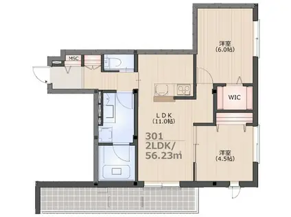 GERBERA(2LDK/3階)の間取り写真