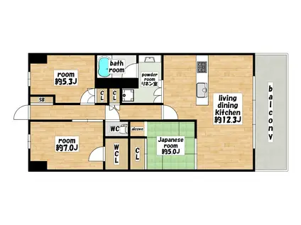 大阪ベイレジデンス(2LDK/11階)の間取り写真