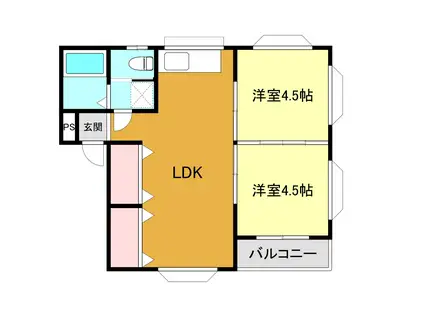 プレアデス新川(2LDK/3階)の間取り写真