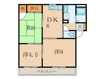 ファミール武庫之荘(3DK/1階)の間取り写真