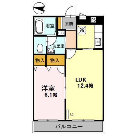 カステロ・デ・グロリア(1LDK/1階)の間取り写真