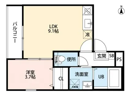 アザール(1LDK/1階)の間取り写真