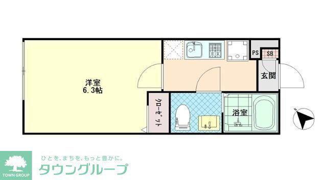 紬荘(1K/2階)の間取り写真