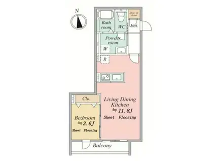MOCXION KYODO(1LDK/1階)の間取り写真
