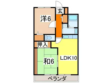 メゾンクラブYOU(2LDK/3階)の間取り写真