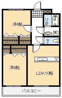 リージングマンションC棟(2LDK/1階)の間取り写真