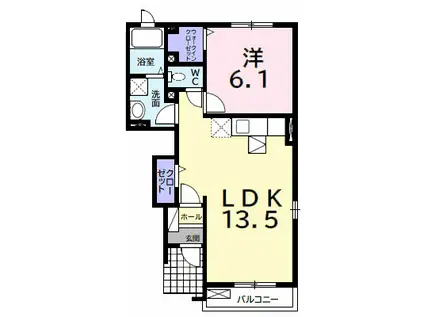 グリーンハウス(1LDK/1階)の間取り写真
