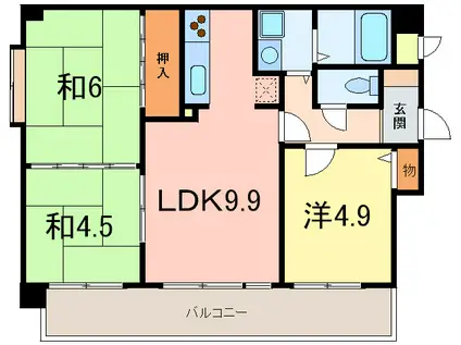 ベルレーブ本山(3LDK/3階)の間取り写真
