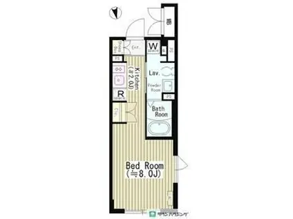 CENTENARIO市谷二十騎町(1K/4階)の間取り写真