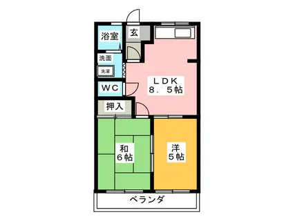 グランドメゾンマツバラI(2DK/1階)の間取り写真