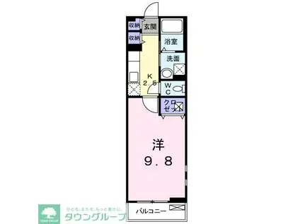 ルミエールII(1K/2階)の間取り写真