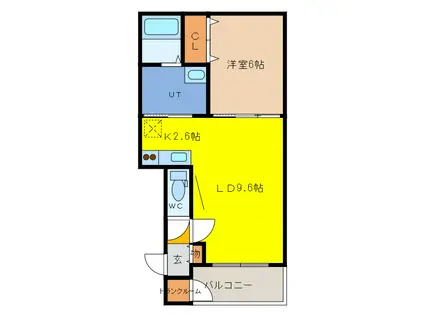 REINE PALAIS(1LDK/2階)の間取り写真