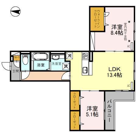 Dアヴァンスレイクタウン(2LDK/3階)の間取り写真
