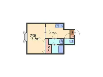 ココモ新谷(1K/1階)の間取り写真