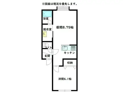 リバティ大町(1DK/1階)の間取り写真
