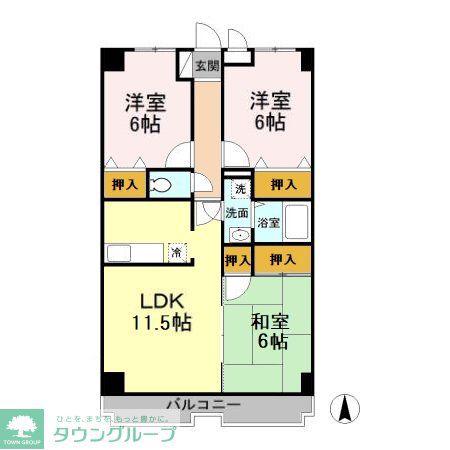 ラフィネ西都賀(3LDK/4階)の間取り写真