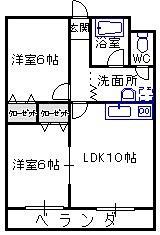 正気屋ハイツC棟(2LDK/1階)の間取り写真
