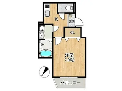 ALEGRIA姫路東(1K/1階)の間取り写真