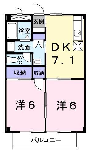 クレスト栄(2DK/2階)の間取り写真